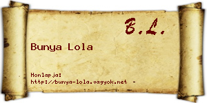 Bunya Lola névjegykártya